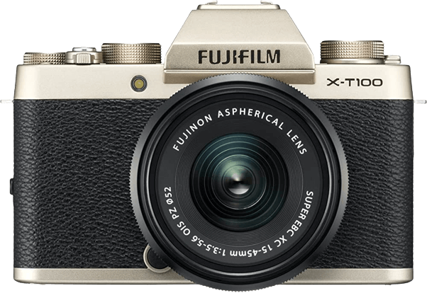Fujifilm X-T100 Mirrorless Digital Camera w/XC15-45mmF3.5-5.6 OIS PZ Lens - Champagne Gold